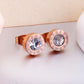 Round Zircon Roman Stud Earrings [Stainless Steel]