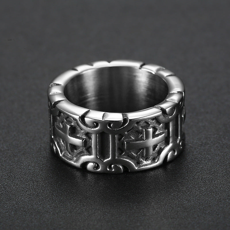 Hip-Hop Punk Cross Ring [304 Stainless Steel]