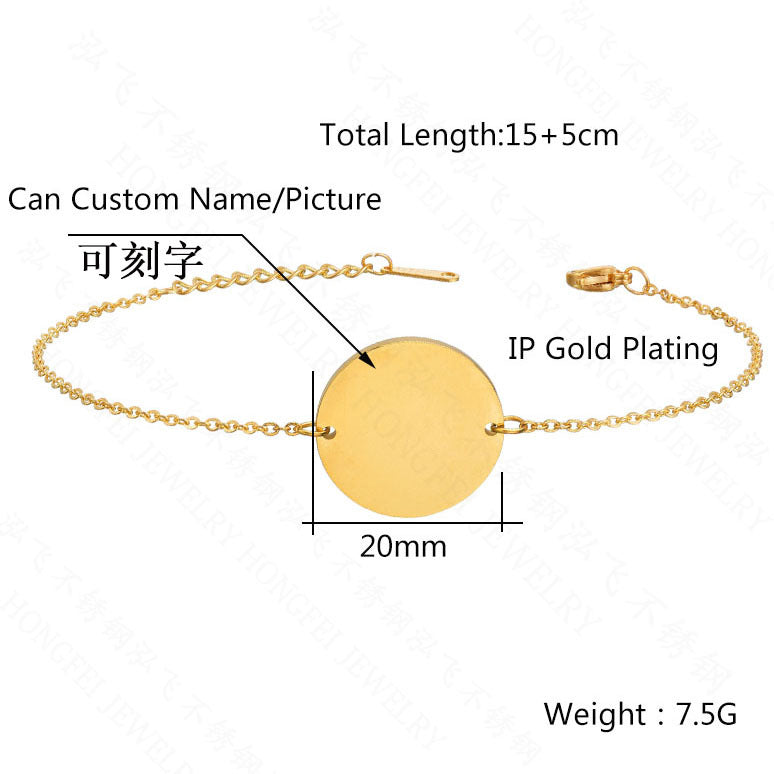 Plain Coin Bracelets [201 Stainless Steel,18K Gold Plated]