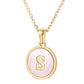 Round Letter Necklace [304 Stainless Steel,18K Gold Plated]