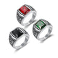 retro geometric stainless steel inlay artificial gemstones men's rings