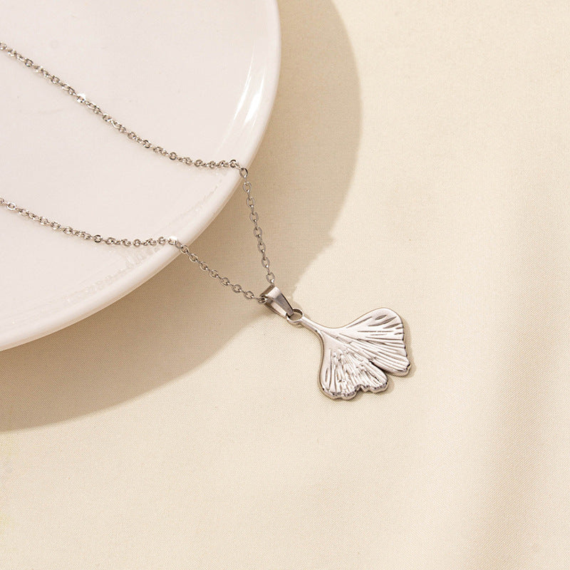 Leaves Pendant Necklace [304 Stainless Steel,18K Gold Plated]