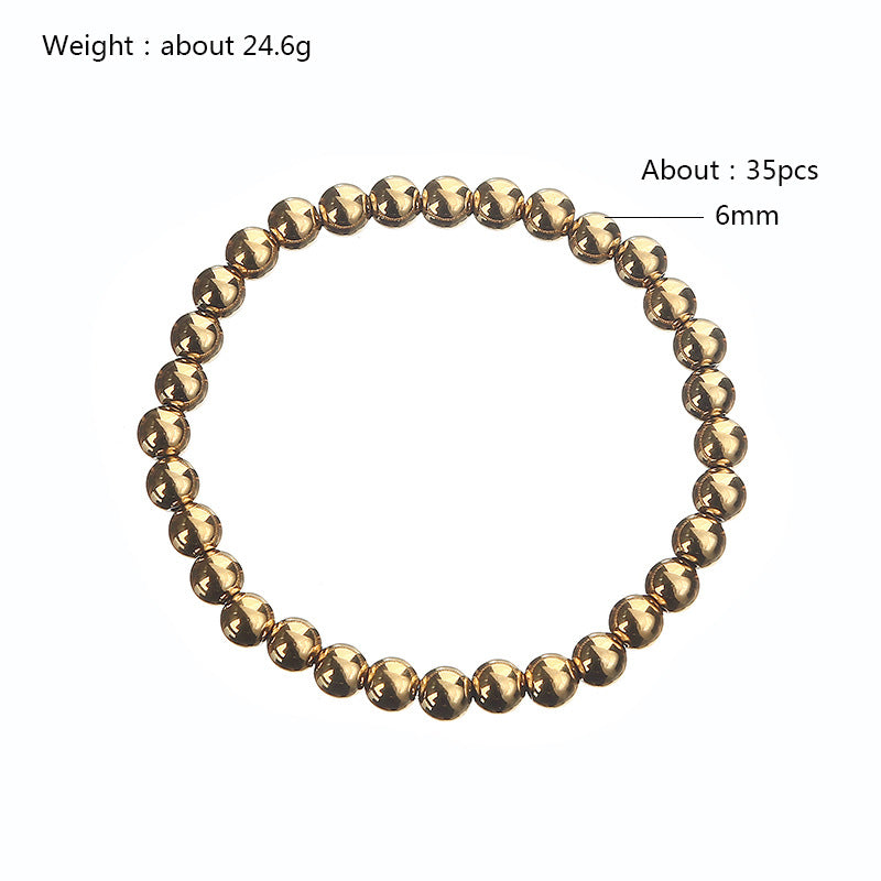 Elastic Beaded Bracelet [304 Stainless Steel, 18K Gold Plated]