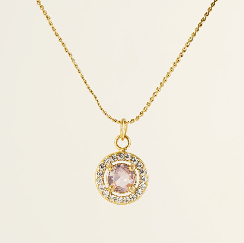 Elegant Simple Style Geometric Zircon Pendant Necklace [304 Stainless Steel,18K Gold Plated]