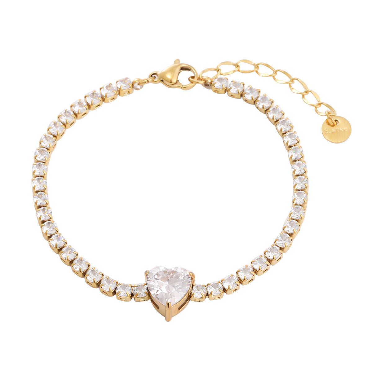 Heart Shape Rhinestones Bracelets [304 Stainless Steel]