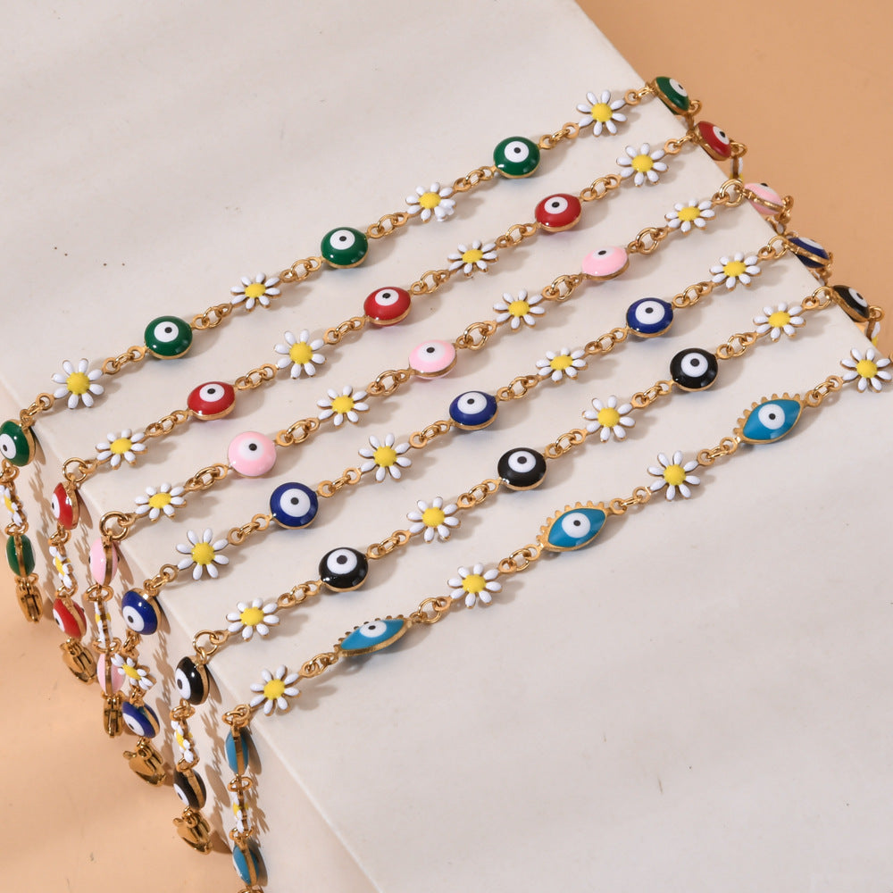 Devil's eye Flower Enamel Bracelets [Stainless Steel]