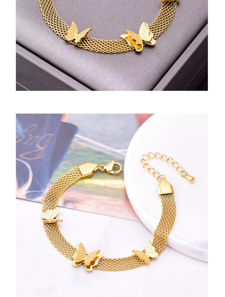 Butterfly Chain Bracelet [304 Stainless Steel, 18K Gold Plated]