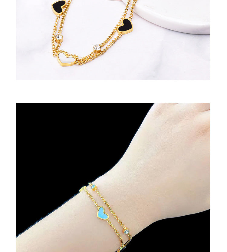 Artificial Diamond Shell Bracelets [304 Stainless Steel, 18K Gold Plated]