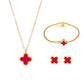 Four Leaf Clover Acrylic Jewelry Sets [304 Stainless Steel, 18K Gold Plated]