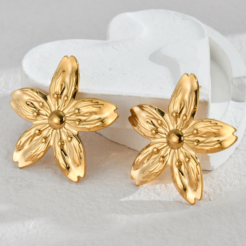 Flower Plating Earrings [304 Stainless Steel]