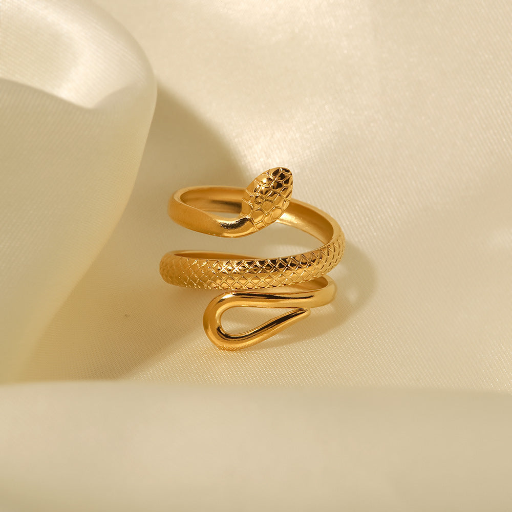 Snake Open Ring [304 Stainless Steel, 18K Gold Plated]