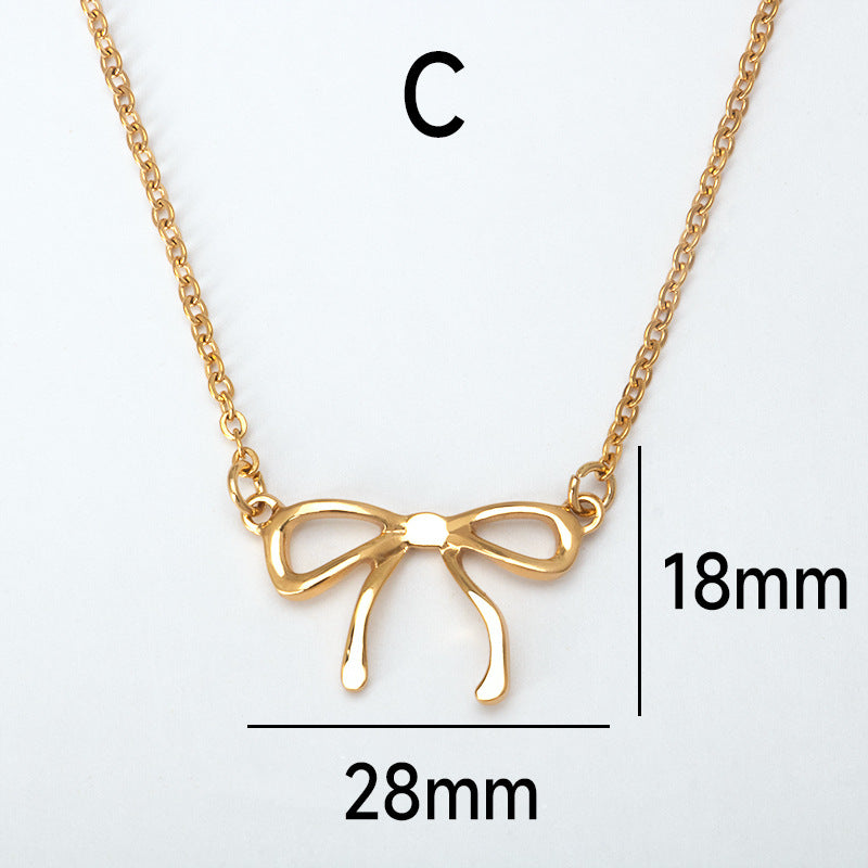 Bow Knot  Pendant Necklace Necklace [304 Stainless Steel]