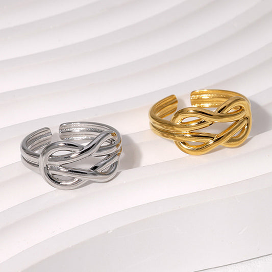 Geometrischer, fester Farbe offener Ring [304 Edelstahl, 18K Gold plattiert]