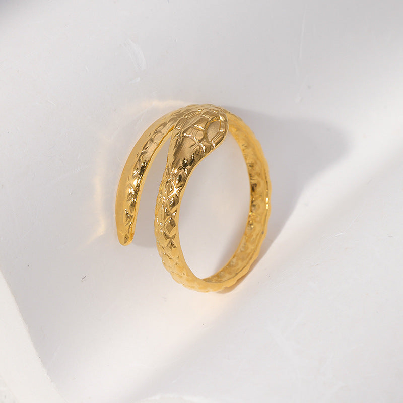 Anello aperto di serpente in stile vintage [304 in acciaio inossidabile 18k oro placcato]