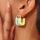 Pastel U Shaped Earrings [304 Stainless Steel,18K Gold Plated]