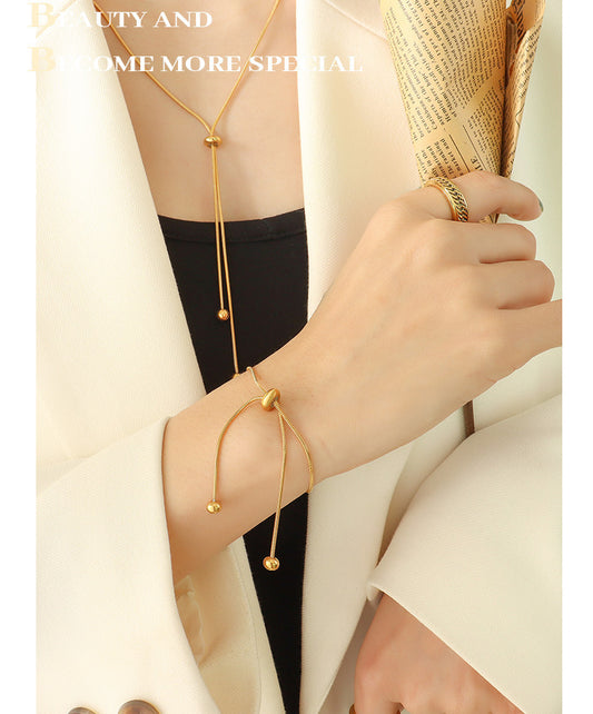 Gold Bead Bracelets/Necklace [304 Stainless Steel,18K Gold Plated]