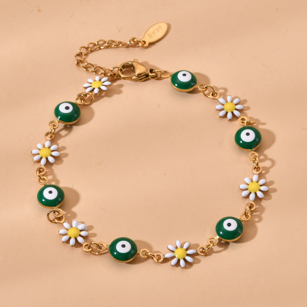 Devil's eye Flower Enamel Bracelets [Stainless Steel]