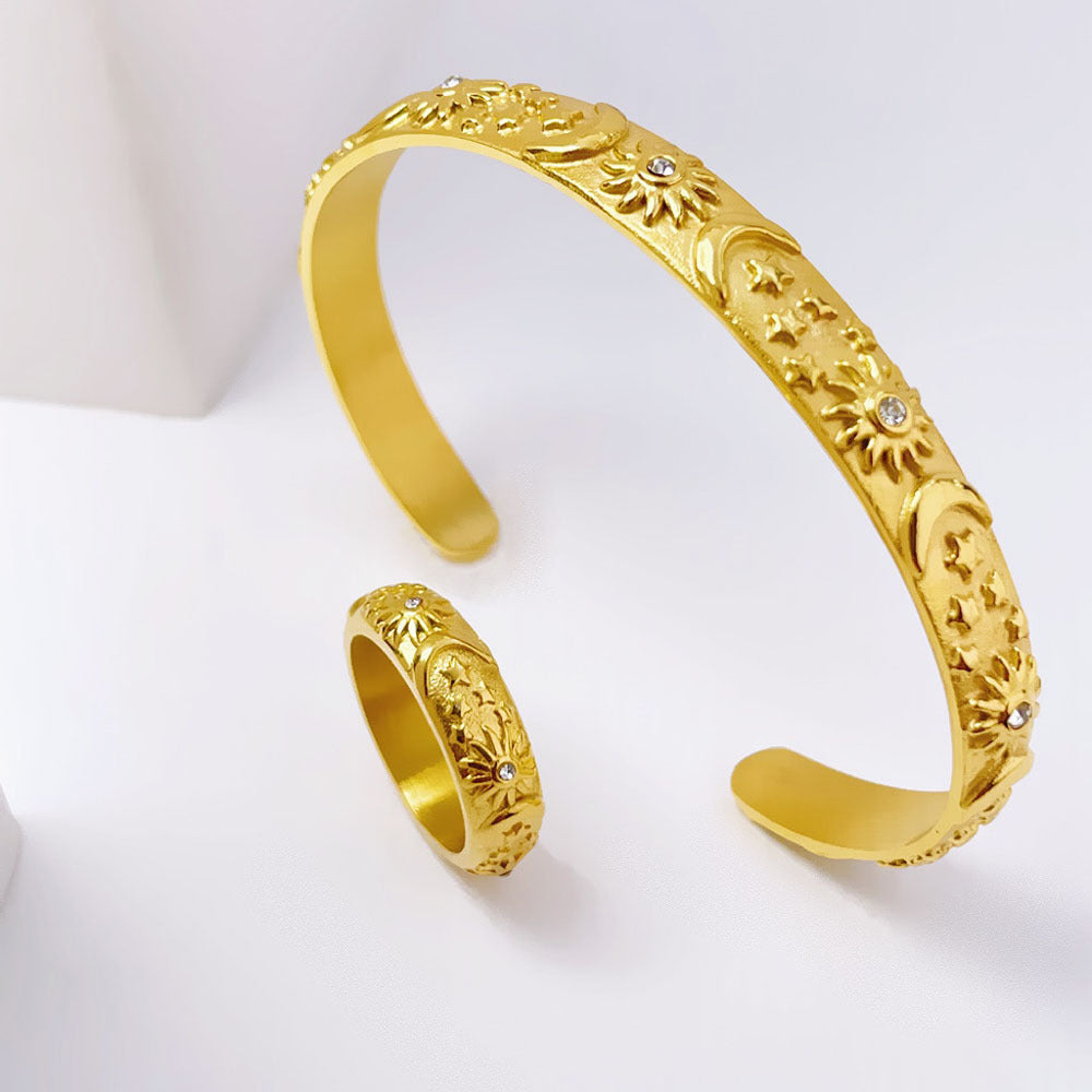 Star Moon Bangle Ring/Bracelets [304 Stainless Steel]