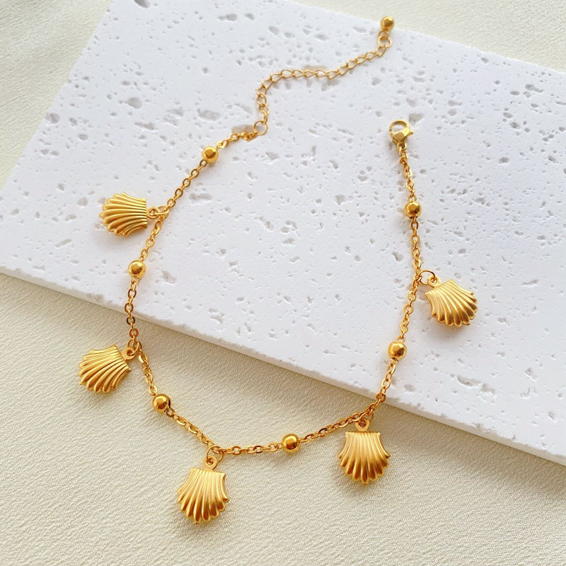 Starfish dolphin Shell Anklet [ Stainless Steel, 18K Gold Plated]