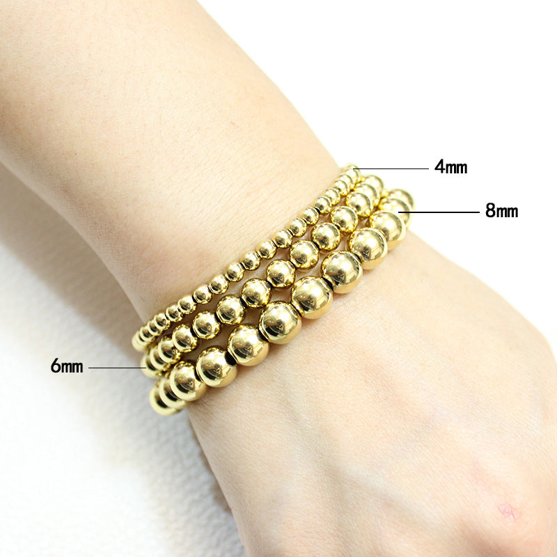 Elastic Beaded Bracelet [304 Stainless Steel, 18K Gold Plated]