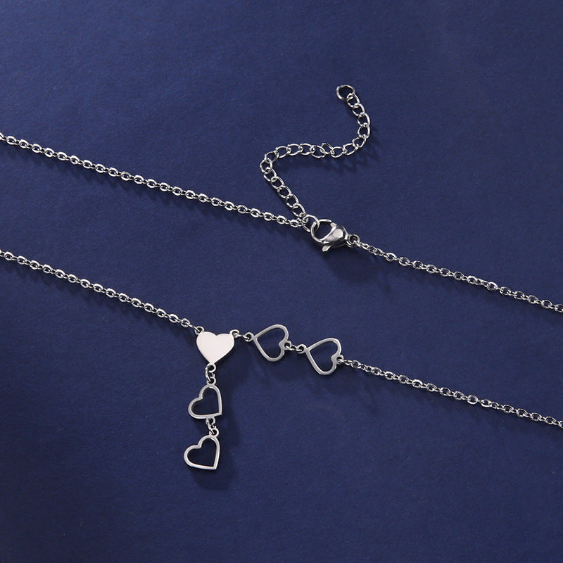 Drop Hearts Necklace [304 Stainless Steel]