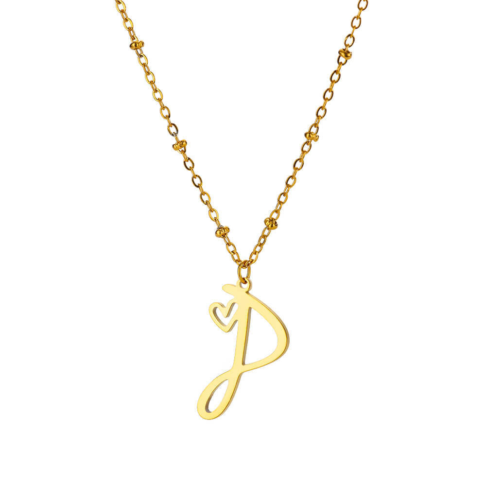 Calligraphic Letter Necklace [304 Stainless Steel]