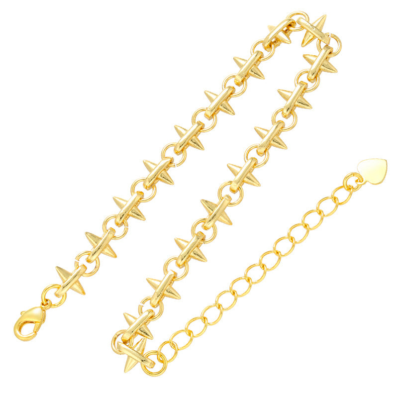 Zircon ZigZag Chain Bracelet [Stainless Steel]