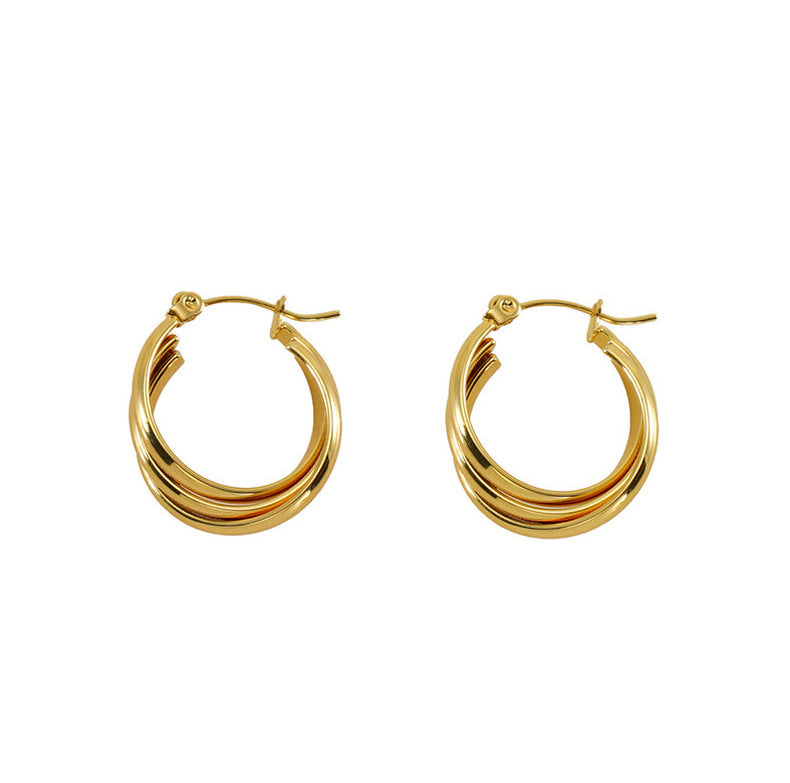 Geometric Solid Color  Hoop Earrings [304 Stainless Steel,18K Gold Plated]