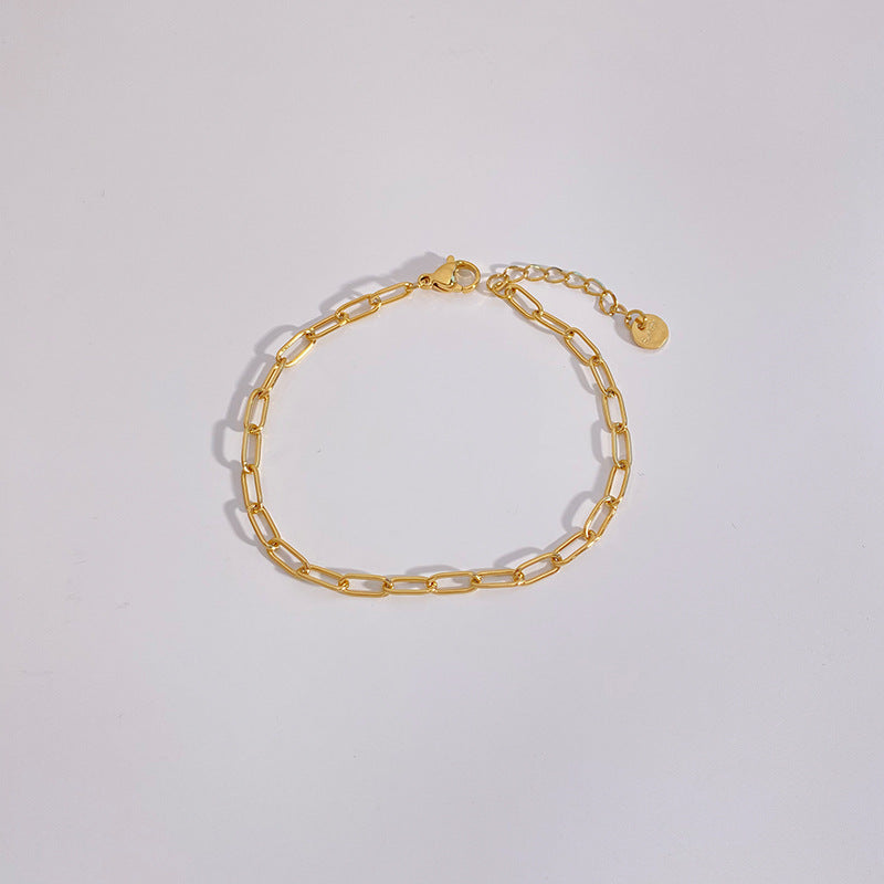 Thin Chain Bracelet [304 Stainless Steel,16K Gold Plated]