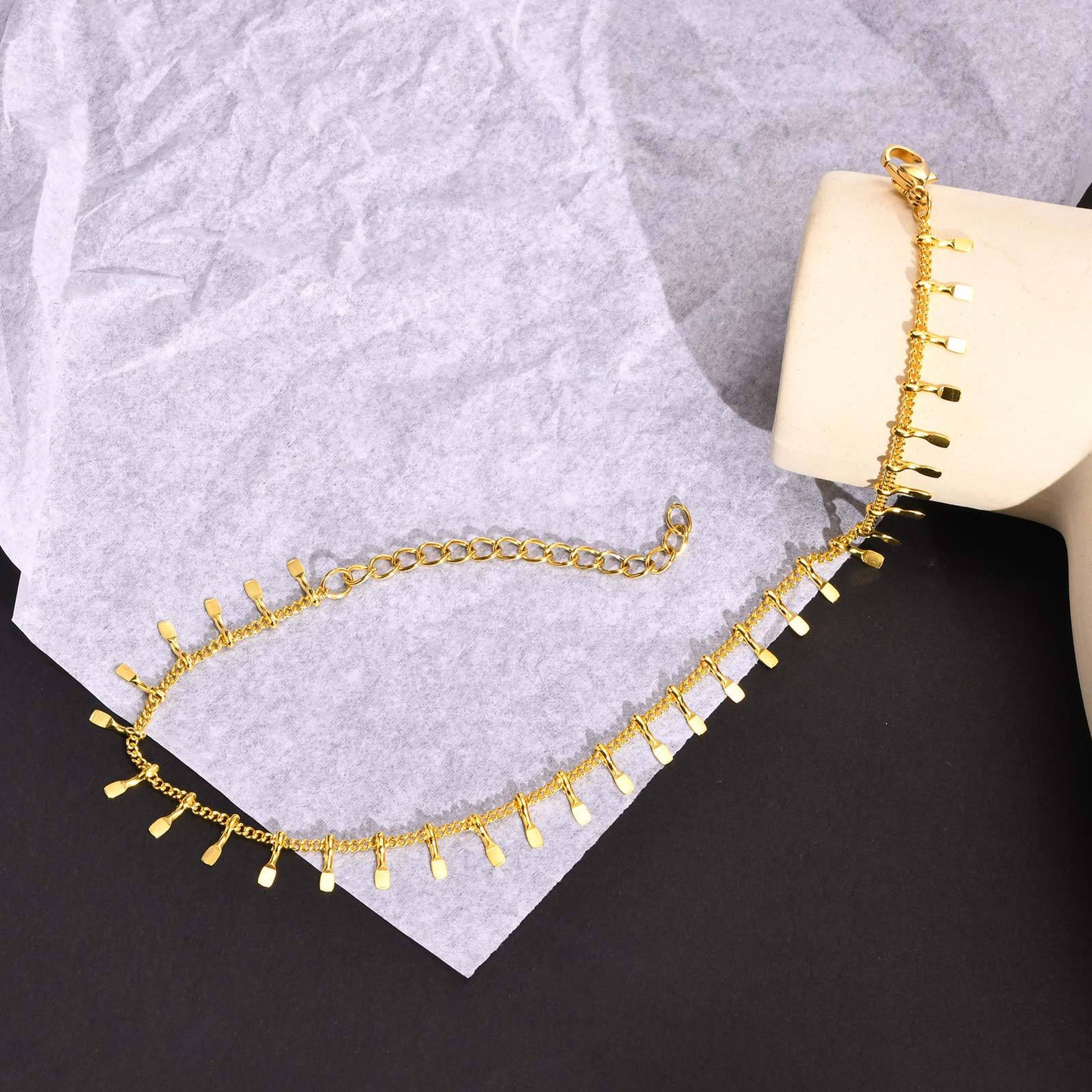 Leaves Anklet [201 Stainless Steel, 18K Gold Plated]