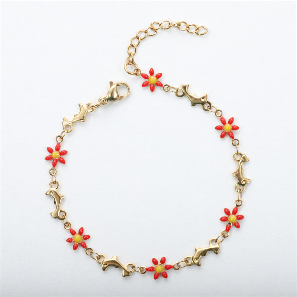 Dolphin Flower  Bracelet [304 Stainless Steel]