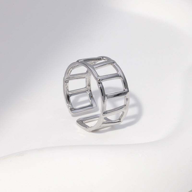 Anillo abierto rectangular hueco [acero inoxidable]