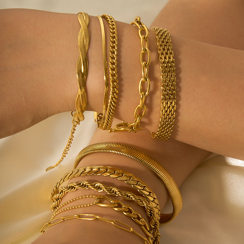 Various Styles Chain Bracelets [201 Stainless Steel,18K Gold Plated]