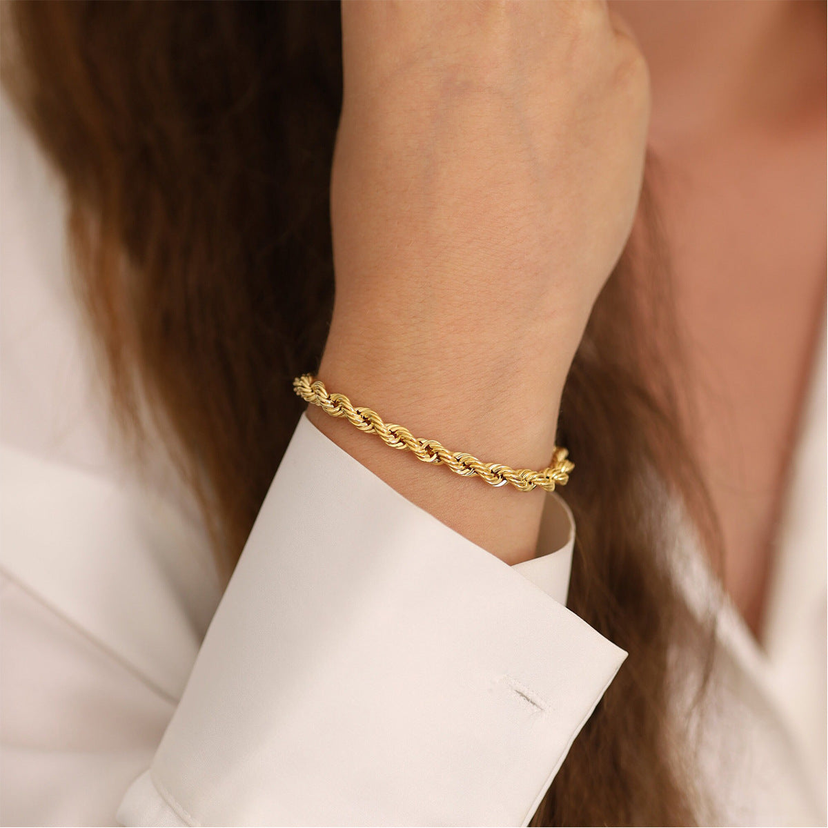 Rope Chain Bracelets [316L Stainless Steel,18K Gold Plated]