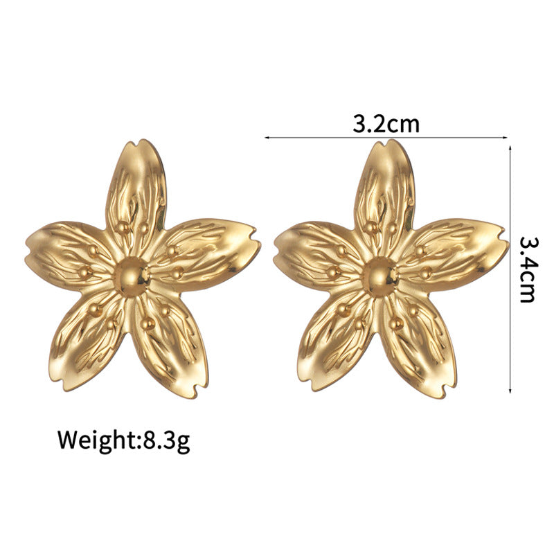 Flower Plating Earrings [304 Stainless Steel]