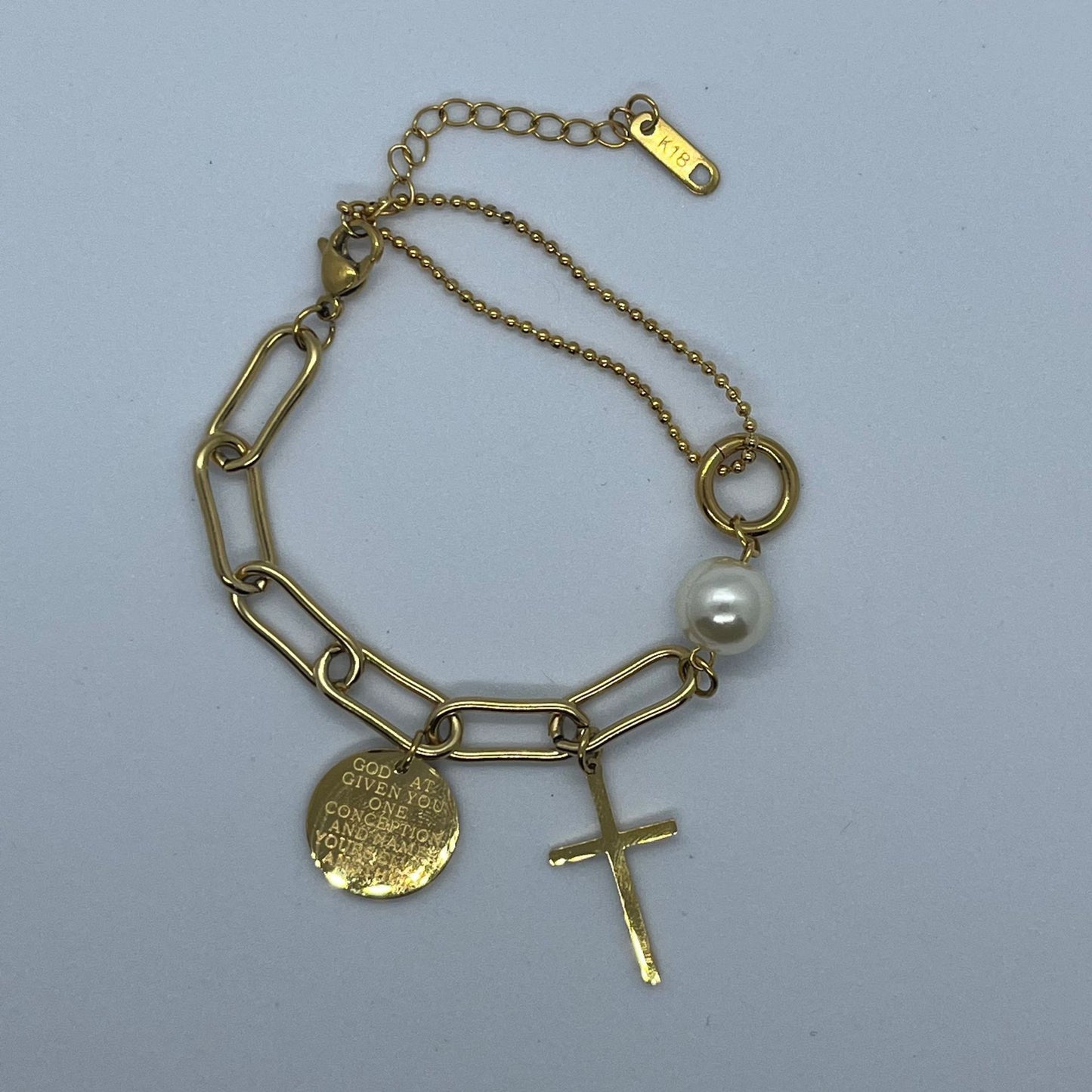 Cross Coin Chain armbånd [rustfritt stål]