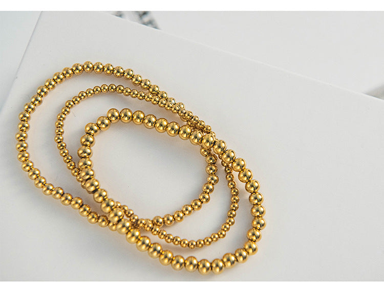 Bracciale a sfera di moda [acciaio inossidabile 304, oro 14K placcato]