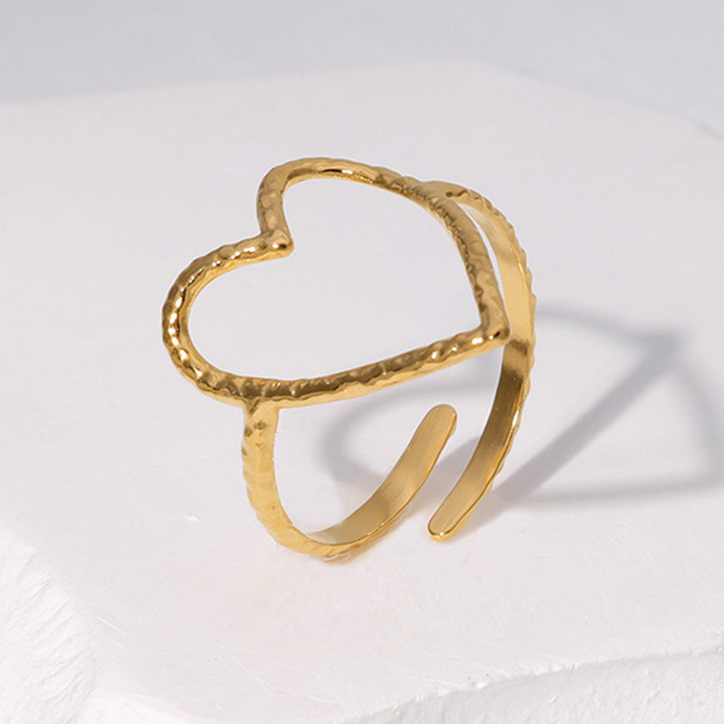 Heart Shape Open Ring [304 Stainless Steel 18K Gold Plated]