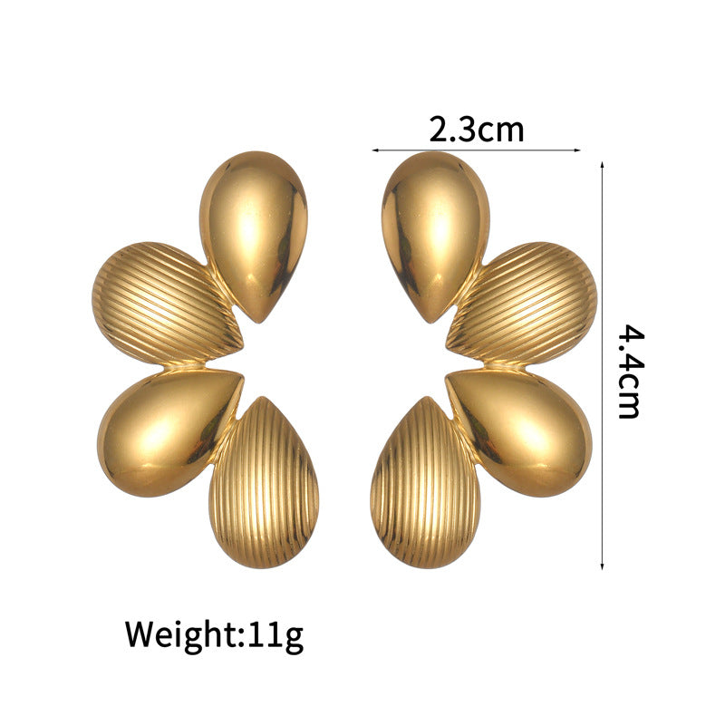 Flower Plating oorbellen [304 roestvrij staal]