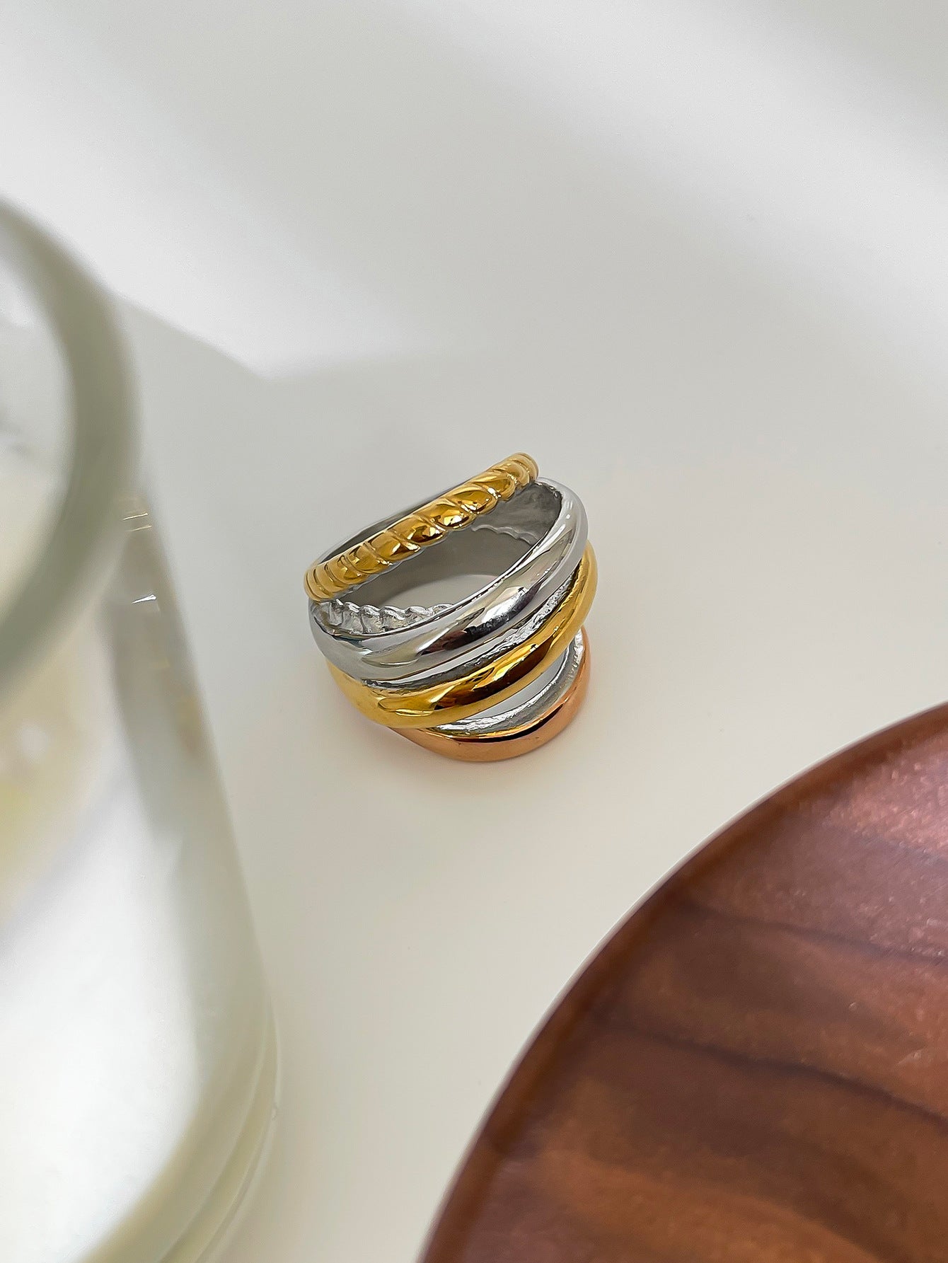 Color Block Ring [316L Stainless Steel, 18K Gold Plated]