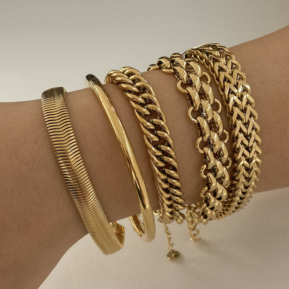 Thick Chain Bracelets [304 Stainless Steel,16K Gold Plated]