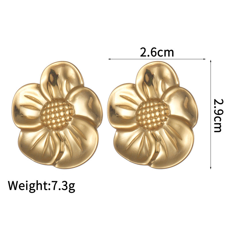 Flower Plating Earrings [304 Stainless Steel]