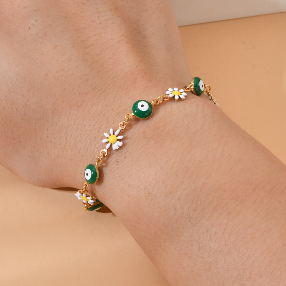 Devil's eye Flower Enamel Bracelets [Stainless Steel]