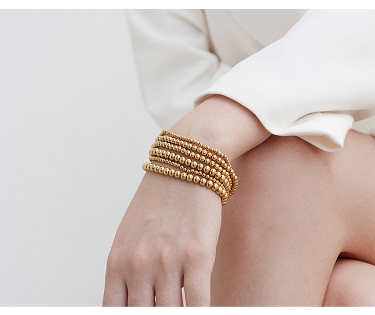 Fashion Ball Bracelet [304 Stainless Steel, 14K Gold Plated]