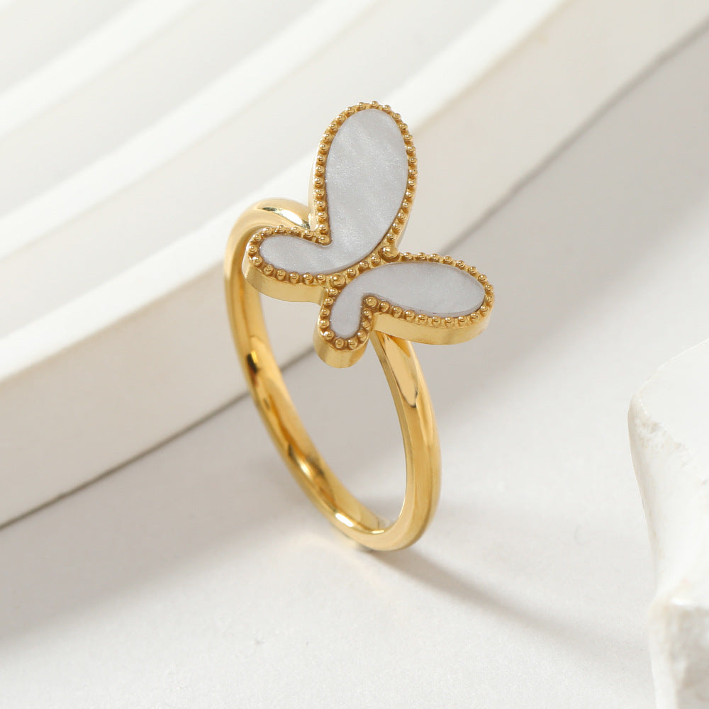 Butterfly Acrylic Ring [Stainless Steel]