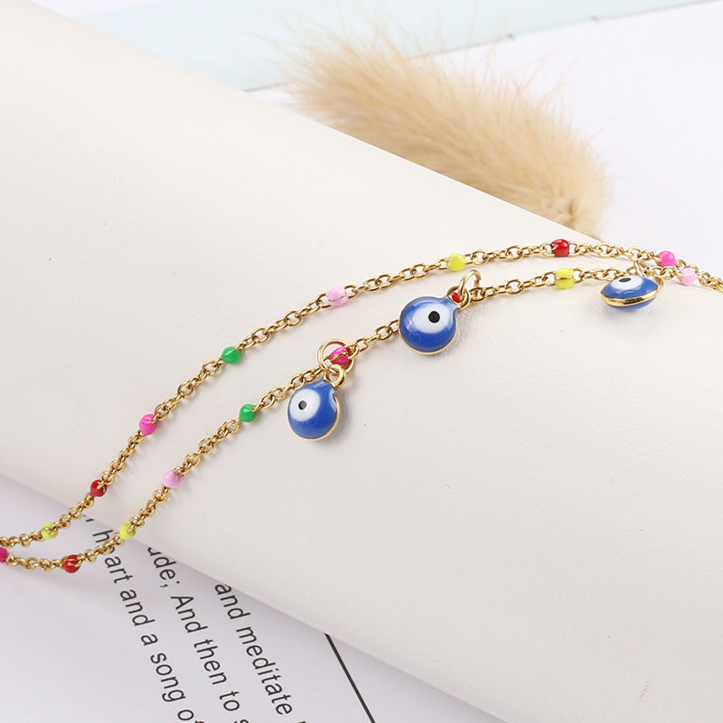 Colorful devil's eye Anklet [Stainless Steel]