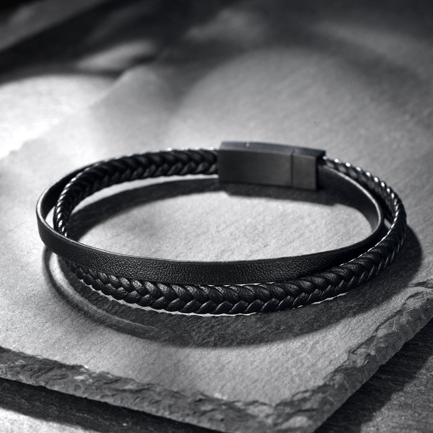 Leather Braid Rope Bracelet [304,316 Stainless Steel]