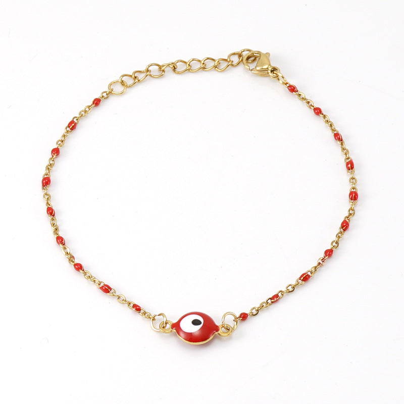 Round Devil'S Eye Beads Bracelets [304 Stainless Steel,18K Gold Plated]