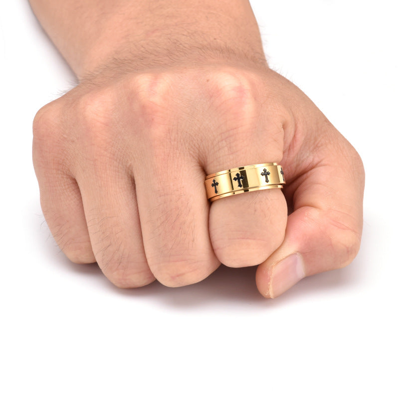 Cross Ring [304 Stainless Steel 18K Gold Plated]