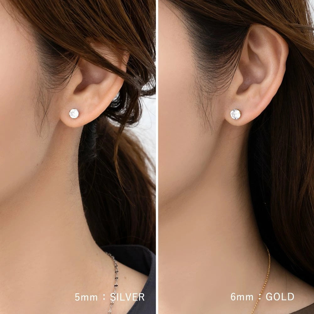 Round Zircon Ear Studs[316L Stainless Steel]